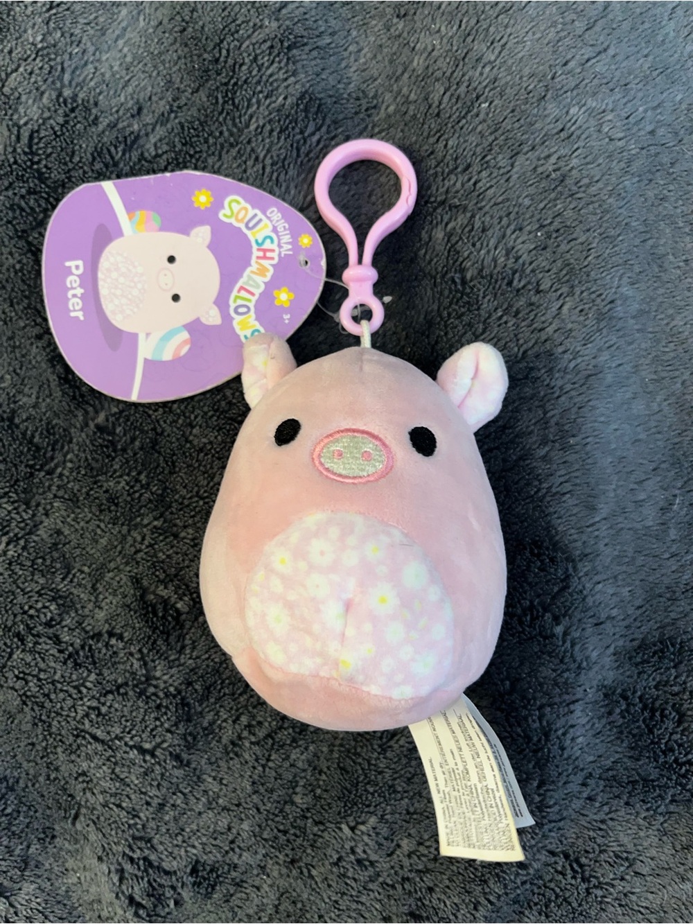 Squishmallows Peter Pink Floral Clip-On Plush